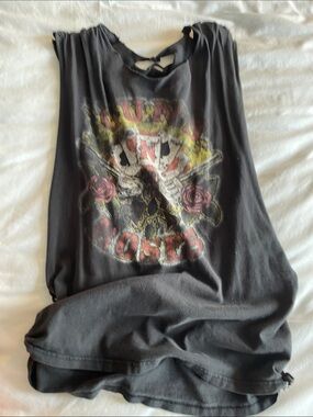 Black Graphic Sleeveless Women’s Top with Back Tie